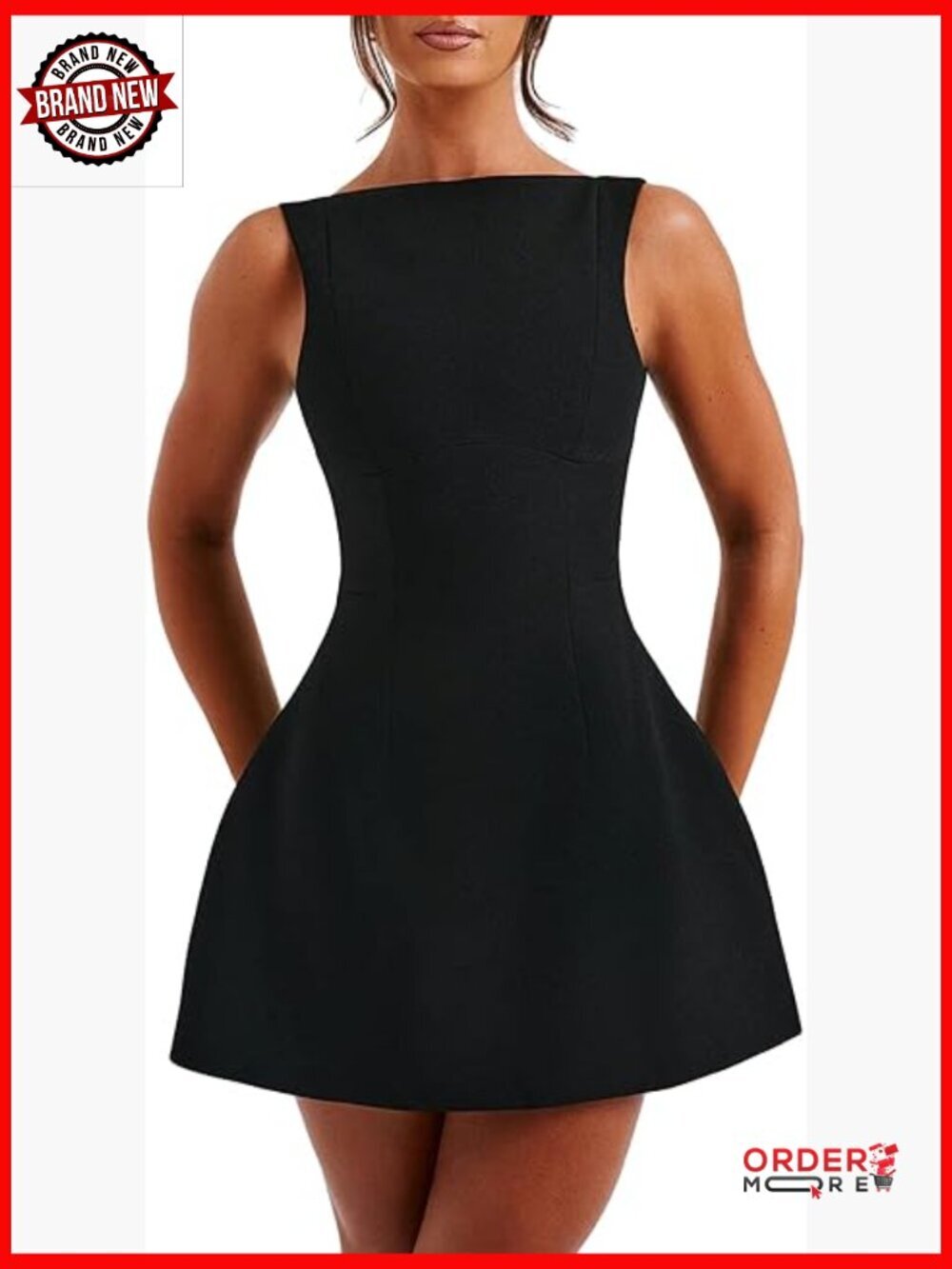 Sleeveless Mock Neck Bodycon Mini Dress with Zipper Back